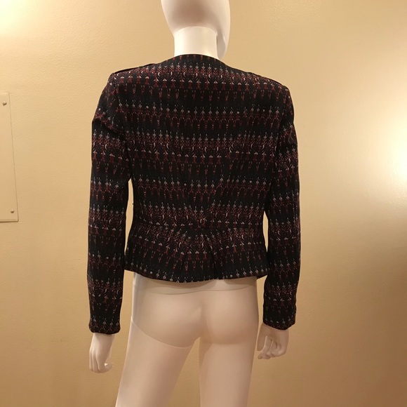 H&M Open Front Print Blazer Jacket Zip Pockets - Picture 3 of 15